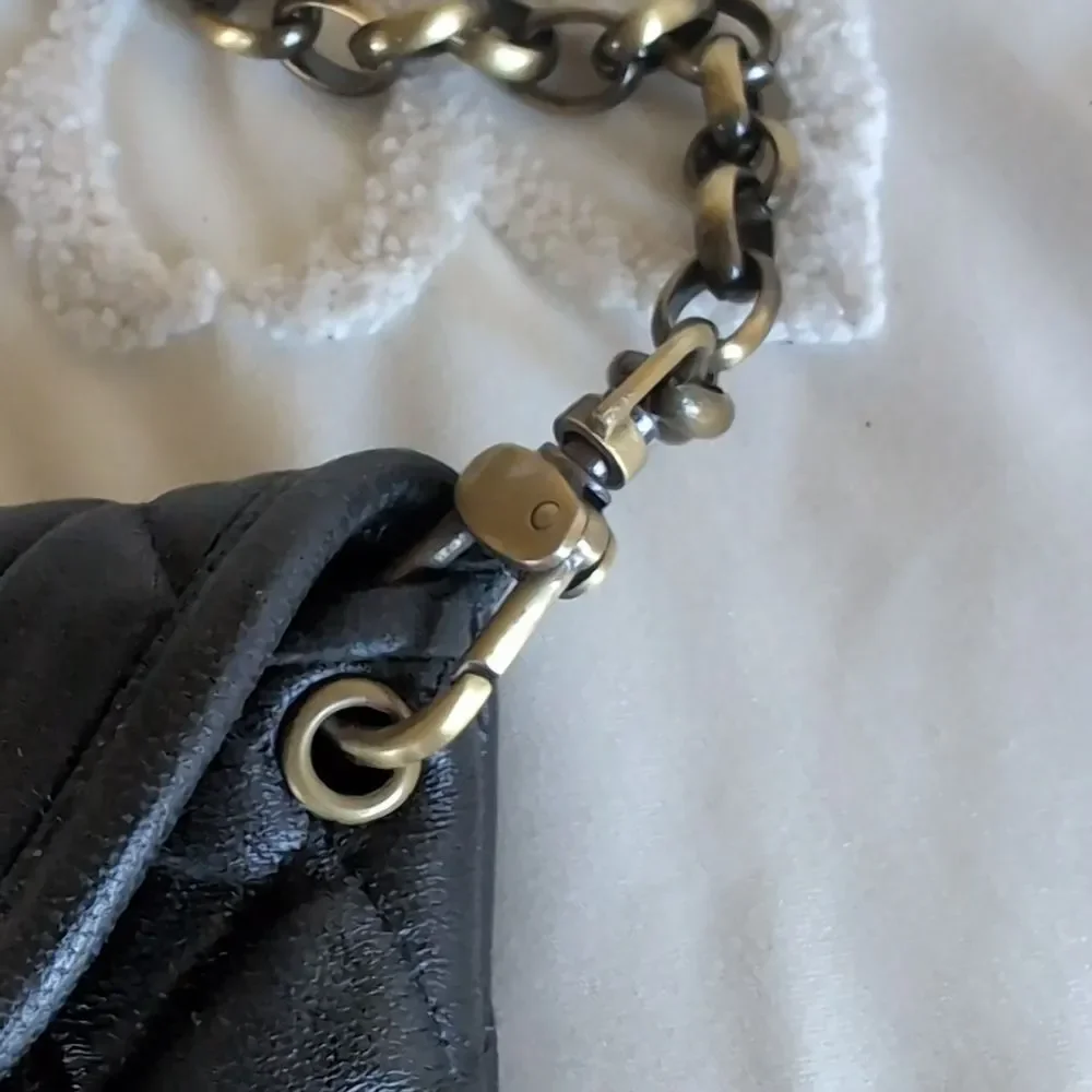 Carla Mancini Black Quilted Leather Demi Bag /Clutch🖤